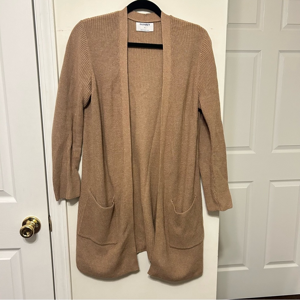 Old Navy shaker stitch tan oversize cardigan